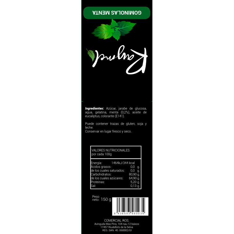 GOMINOLAS DE MENTA BOLSA 24/150gr